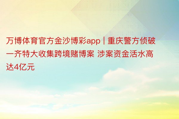 万博体育官方金沙博彩app | 重庆警方侦破一齐特大收集跨境赌博案 涉案资金活水高达4亿元