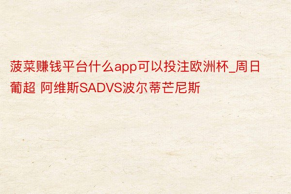 菠菜赚钱平台什么app可以投注欧洲杯_周日 葡超 阿维斯SADVS波尔蒂芒尼斯