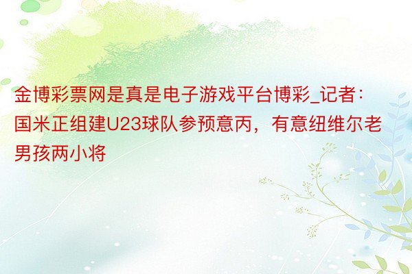 金博彩票网是真是电子游戏平台博彩_记者：国米正组建U23球队参预意丙，有意纽维尔老男孩两小将